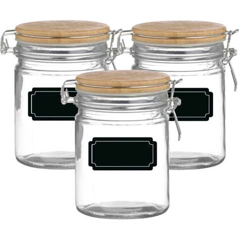 Weckpot/inmaakpot - 4x - 700 ml - glas - met beugelsluiting - incl. etiketten -