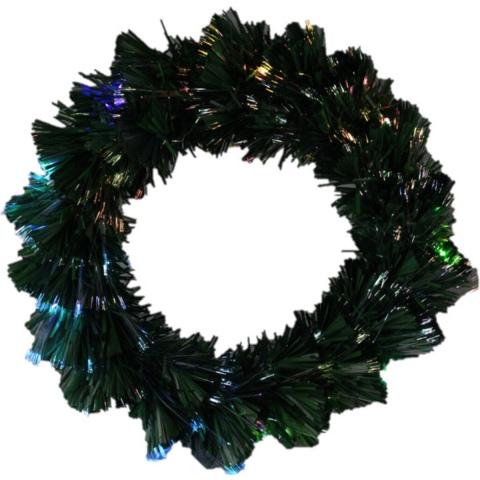 Fiber optic kerstkrans/deurkrans - met gekleurde knipperende LED verlichting - 50 cm -