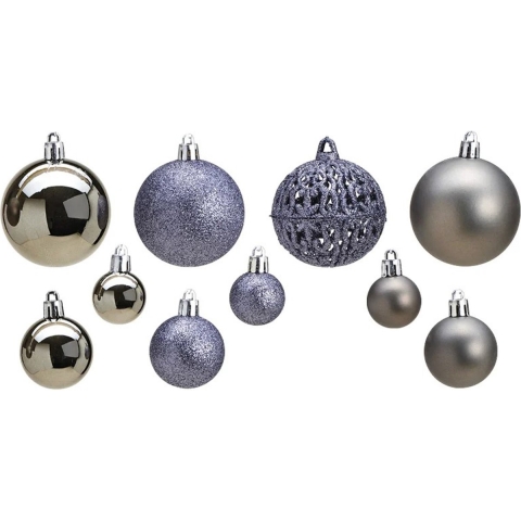 100x stuks kunststof kerstballen grijs 3, 4 en 6 cm -