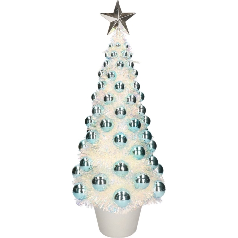 Complete mini kunst kerstboom / kunstboom blauw met lichtjes 50 cm -