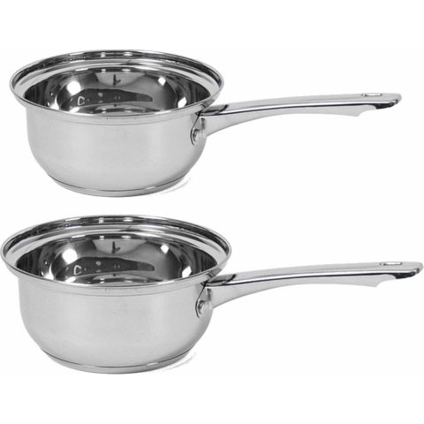 Set van 2x Rvs steelpannen/sauspannen Manhattan 16 en 18 cm -