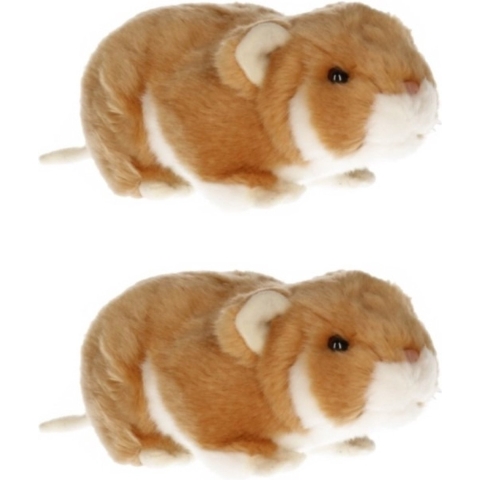 Pluche knuffeldier hamster - 2x - 18 cm - speelgoed dieren hamsters - knaagdiertje -
