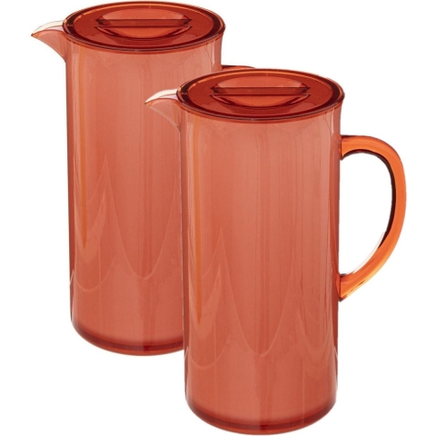 Set van 3x stuks sapkan/schenkkan karaffen met deksel 1950 ml rood -