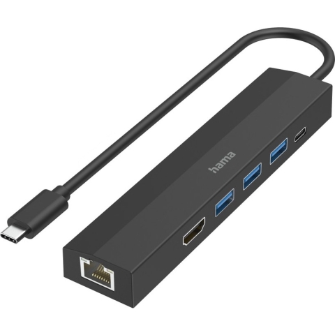 Hama USB-C-hub Multiport 6-poorts 3x USB-A USB-C HDMI™ LAN/ethernet