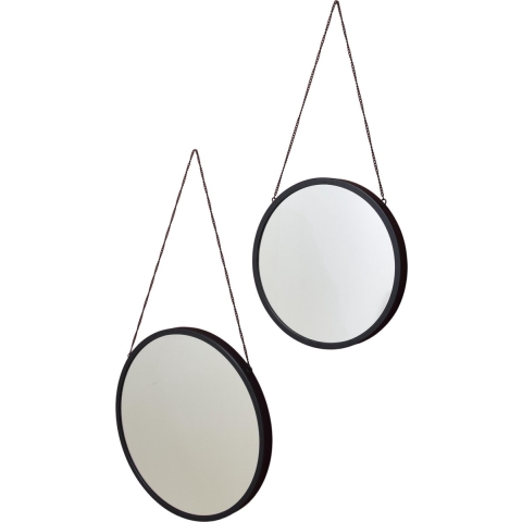 LOFT42 Industry Spiegels Rond Zwart Set van 2 - Metaal - Ø45 & Ø35