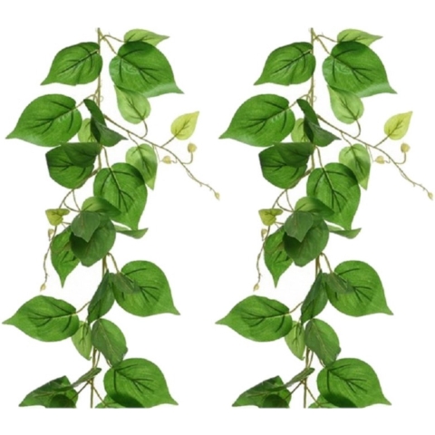 2x stuks groene klimop kunstplant slingers 220 cm -