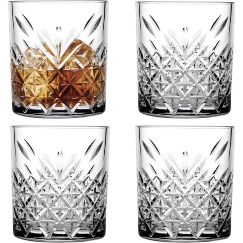 Whisky tumbler glazen - 8x - Timeless serie - transparant - 340 ml -