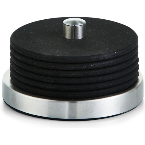 12x Zwarte siliconen glazenonderzetters in houder 10 cm -
