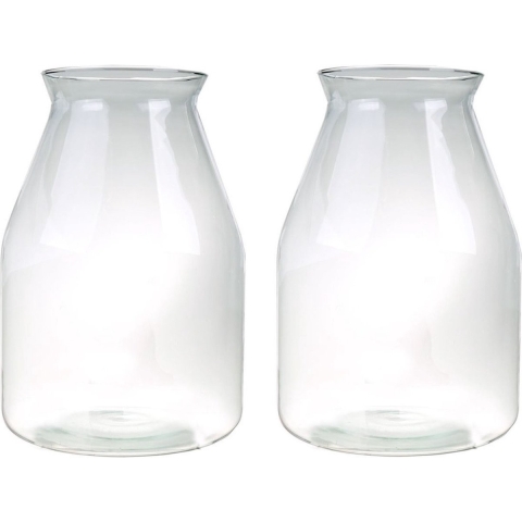 Set van 2x stuks ronde vazen van glas 35 x 24 cm -