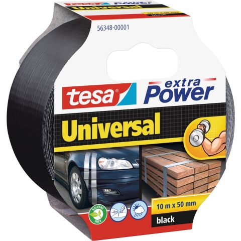 3x Tesa ducttape Extra Power universeel zwart 10 mtr x 5 cm klusbenodigdheden -