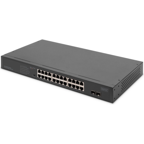 Digitus DN-95348-2 19 netwerk switch 24 + 2 poorten 10 / 100 / 1000 MBit/s PoE-functie