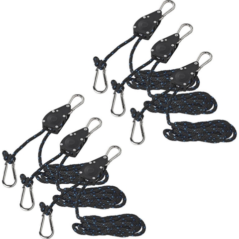 Takel met ratel en touw - 6x stuks - set van 2 stuks - 136kg -