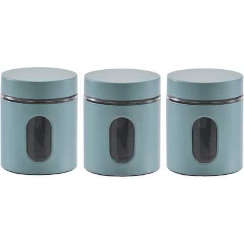 6x Eucalyptus groene voorraadblikken/potten met venster 600 ml -