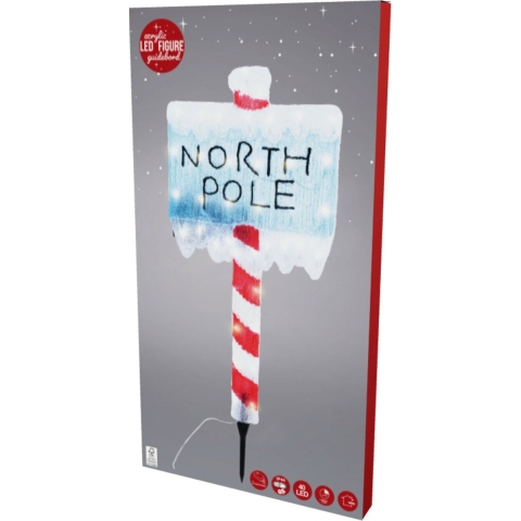 Kerstverlichting figuur - North Pole bord - H78 cm - LED verlichting voor in de tuin -