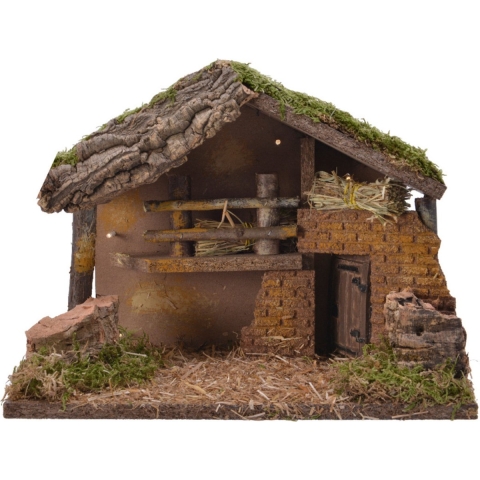 Lege kerststal - zonder figuren - L30 x B17 x H21 cm - mdf/hout -