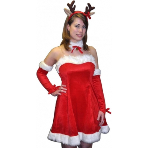 Kerstjurkje Rudi met rendier diadeem voor dames One size -