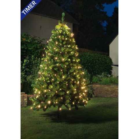 Kerstboom lichtnetten/netverlichting met timer 240 lampjes warm wit -