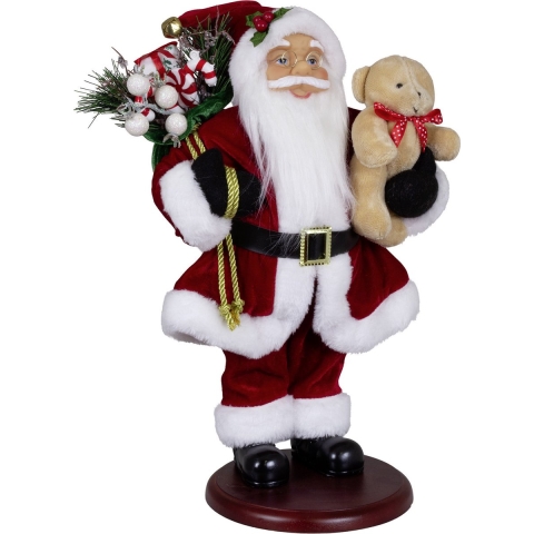Kerstman pop Sander - H45 cm - rood - staand - op poot - kerst beeld - figuur -