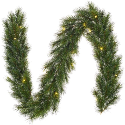 Dennenslinger - met kerstverlichting - groen - kunststof - 25 x 270 cm - 150 tips - kerstversiering/ -