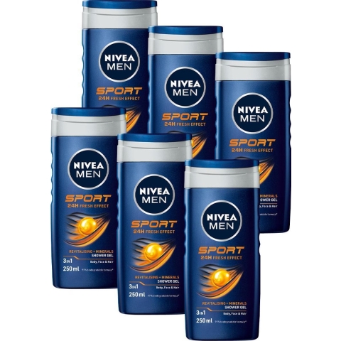 6x Nivea Men Sport Douchegel 250 ml