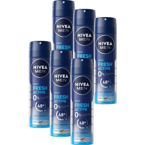 6x Nivea Men Deodorant Spray Fresh Active 150 ml