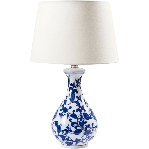 Beliani - CARMEN - Tafellamp - Wit|Blauw - Porselein|Linnen