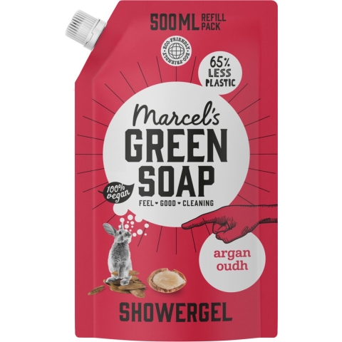 6x Marcel's Green Soap Shower Gel Navulling Argan&Oudh 500 ml