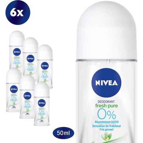 6x Nivea Deodorant Roller Pure&Natural Jasmine 50 ml
