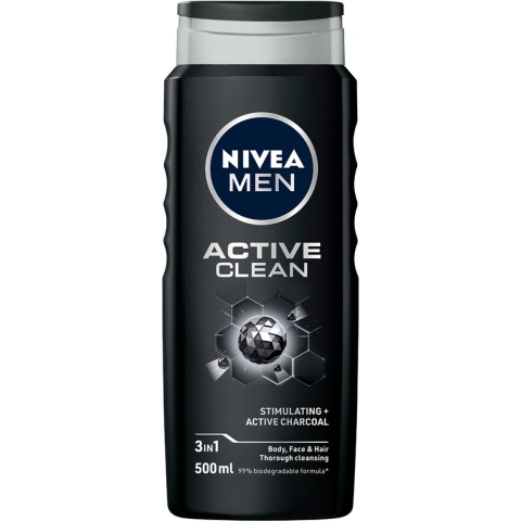 3x Nivea Men Douchegel Active Clean 500 ml