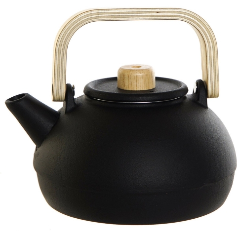 Items Kitchen Theepot - gietijzer - 900 ml - mat zwart -