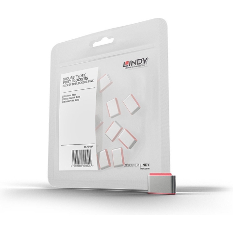 LINDY Sleutel voor USB-C-poort Set van 10 stuks Pink Zonder sleutel