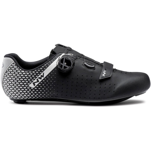 Northwave Core plus 2 maat 43 wielrenschoenen, zwart met zilver / 43