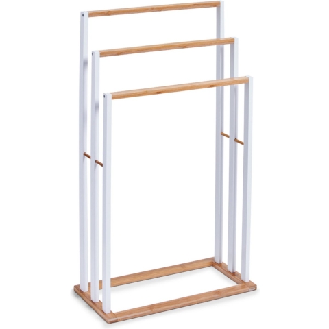 Handdoekenrek - staand - 3 stangen - bamboe hout - 48 x 24 x 82 cm -