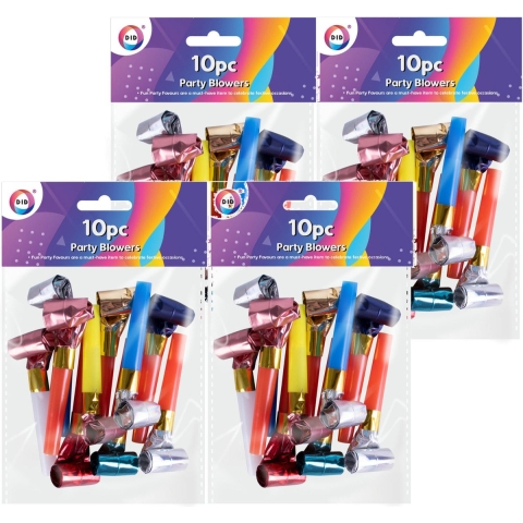 100x Metallic kleurenmix roltongen party toeters -