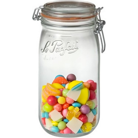 Voorraad/weckpot - 4x stuks - transparant - glas - 22 x 10 cm - 1,5 L - Le Parfait -