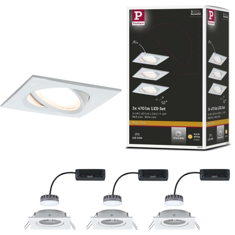 Paulmann 93678 LED-inbouwlamp Set van 3 stuks 18 W Wit (mat)