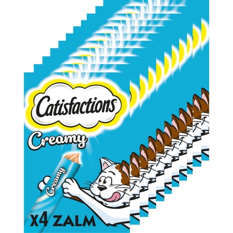 11x Catisfactions Kattensnack Zalm Creamy 4 x 10 gr