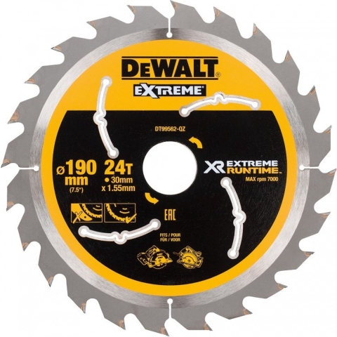 DeWALT DT99562-QZ Cirkelzaagblad - 190 X 30 X 24T - Hout