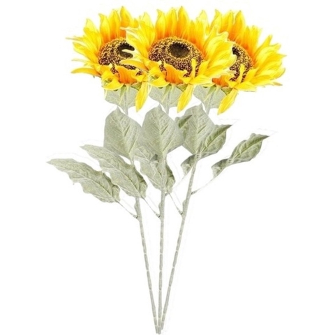 3x Gele zonnebloem kunstbloemen 82 cm -
