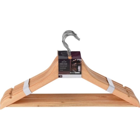 24x stuks Luxe houten kledinghangers -