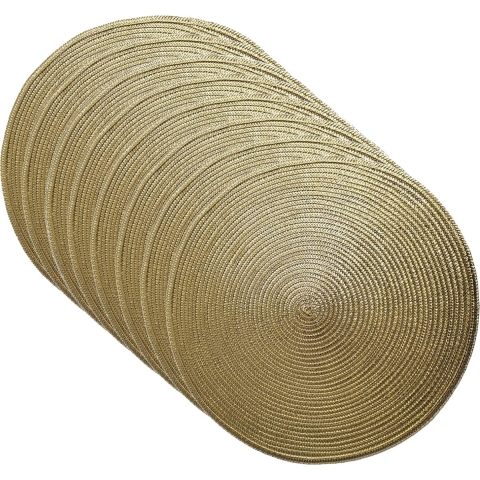 Set van 8x stuks ronde Placemats metallic goud look diameter 38 cm -