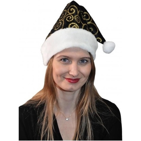 10x Zwart met gouden kerstmuts -