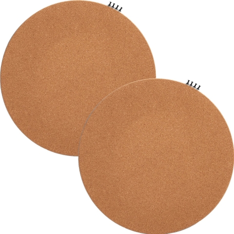 Prikbord incl. punaises - 2x - rond - 44 cm - kurk -