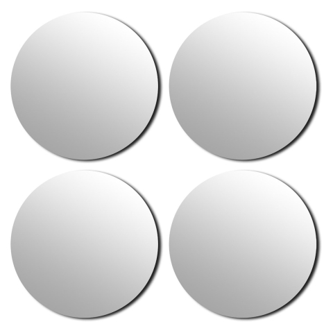 Plak spiegel tegels - 20x stuks - glas - zelfklevend - D30 cm - rond -