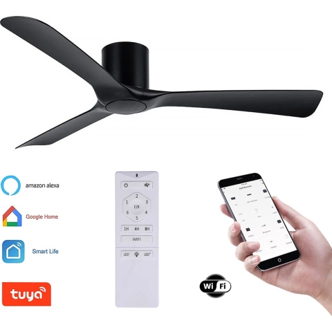 Freelight Plafondventilator Storm WIFI Ø 132 cm geluidsloos zwart