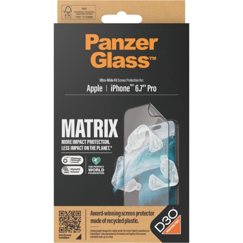 PanzerGlass MATRIX Screen Protector with D3O 2820 Screenprotector (folie) Apple iPhone 15 Pro 1 stuk(s)