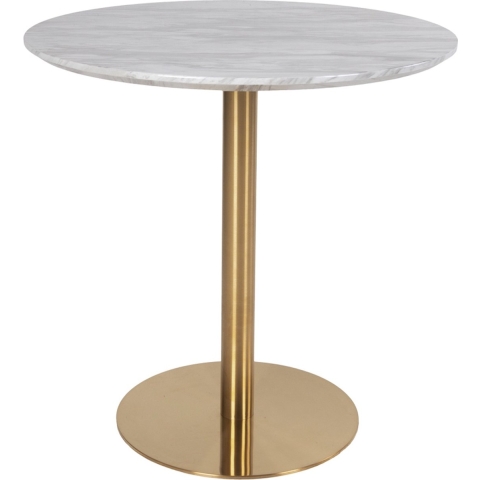House Nordic Bolzano Marmer Eettafel Wit | Goud Ø90 cm