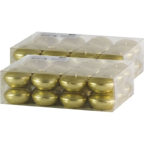 Drijfkaarsen - 48x - goud - 4,5 cm - 4 branduren -