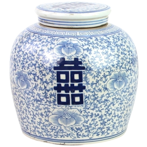 Fine Asianliving Chinese Gemberpot Blauw Double