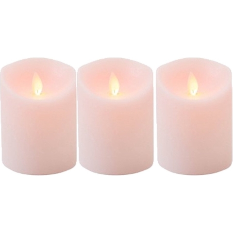 3x Roze LED kaars / stompkaars met bewegende vlam 10 cm -